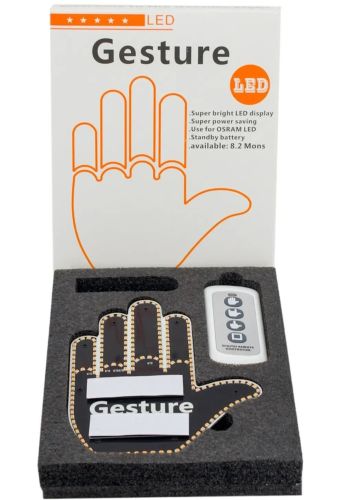 Світлодіодна рука fun gesture hand LED-долоня з жестами на липучці з підсвічуванням, автомобільний знак на заднє скло в салон авто з пультом управління