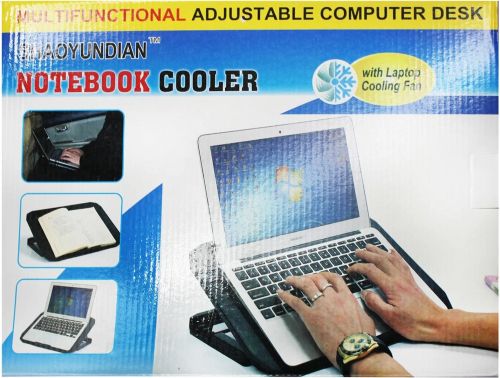 Складна підставка для ноутбука з охолодженням Shaoyundian Notebook Cooler розкладний регульований столик охолоджувач з вентилятором USB Чорний