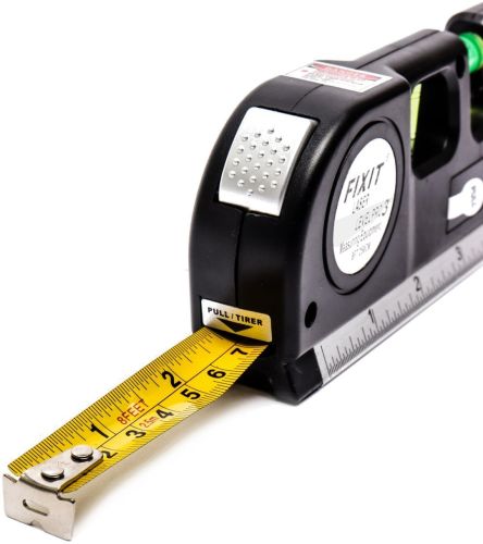 Лазерний рідинний рівень Fixit Laser Levelpro 3 будівельна лазерна лінійка 2,5 метра прилад нівелір з вбудованою рулеткою на батарейках
