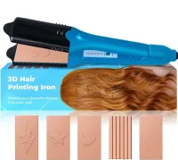 Плойка выпрямитель 3D Hair Printing Iron XL-619 для выпрямления волос с насадками с рисунком, Щипцы 5 пластин с керамическим покрытием и перчаткой