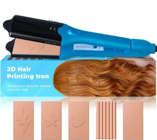 Плойка выпрямитель 3D Hair Printing Iron XL-619 для выпрямления волос с насадками с рисунком, Щипцы 5 пластин с керамическим покрытием и перчаткой