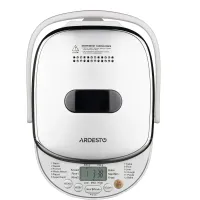 Електрична хлібопічка Ardesto BMG-750 500W для домашнього випікання хліба, хлібопічка з LCD дисплеєм 12 режимів до 750 грам від мережі 220V Біла