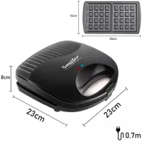 Вафельниця Sonifer Cone Maker SF-6043, Електровафельниця для бельгійських вафель, Побутова бутербродниця сендвичница Waffle Maker 750 Вт Чорна