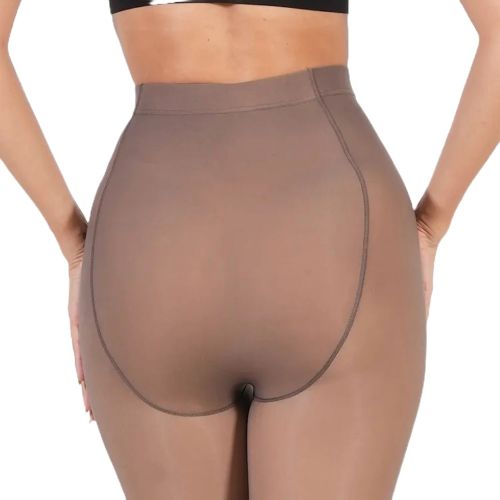 Универсальные утепленные колготки Nude&Sculpt TF-0221 100 Den с эффектом капроновых с завышенной высокой талией, женские колготы на меху Бежевые