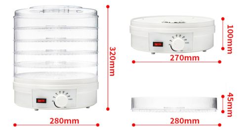 Електрична сушарка для овочів, фруктів і м'яса Royals Berg RB-959 800W White Біла на 5 відсіків, Дегідратор, Електросушарка з терморегулятором