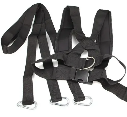 Спортивні ремені для силових тренувань на тіло Fitness Sled Harness жилет упряжка для прискорення з кільцями фітнес ремінь для заняття спортом Чорний