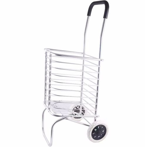 Складна візок Shopping Cart XS-2 з кошиком для покупок до 65 кг 42x39x91 см, Побутова розкладна тачка кошик на колесах з ручкою срібляста
