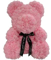 Маленький ведмедик з штучних 3D троянд Teddy Bear de Luxe 25 см Pink, Рожевий ведмідь Тедді