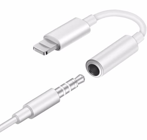 Универсальный кабель аудио переходник для наушников Lightning на 3.5mm AUX Headphone Adapter J-002, Адаптер USB-C для телефона IPhone Белый