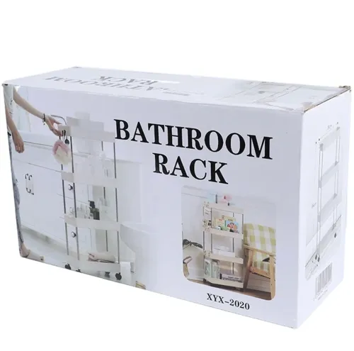 Підлогова вузька Полиця органайзер Bathroom Rack XYX-2020 на 4 яруси для кухні та ванної на коліщатках 40x22, 5x90 см, етажерка MAG-740 4 рівня Біла