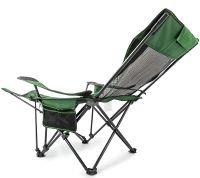 Розкладне крісло шезлонг Lesko SW233 Green До 150 кг з підсклянником для кемпінгу 170x62 см, складаний лежак розкладачка для дачі в чохлі Зелений