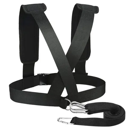 Спортивні ремені для силових тренувань на тіло Fitness Sled Harness жилет упряжка для прискорення з кільцями фітнес ремінь для заняття спортом Чорний