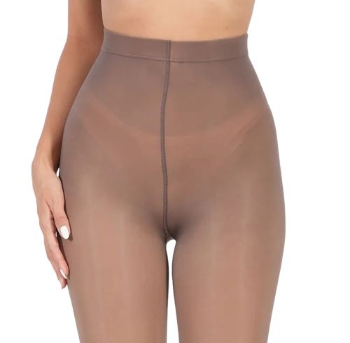 Универсальные утепленные колготки Nude&Sculpt TF-0221 100 Den с эффектом капроновых с завышенной высокой талией, женские колготы на меху Бежевые
