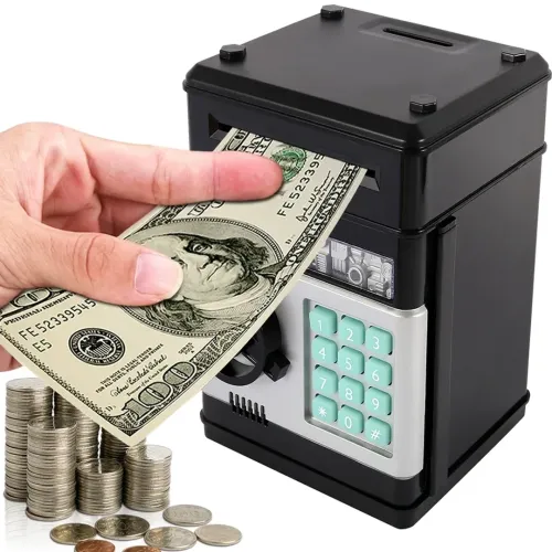 Детская электронная копилка сейф Mony Safe, купюроприемник, банкомат, с кодовым замком для бумажных купюр, монет на батарейках Piggy Number Bank