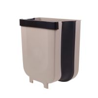 Складное навесное мусорное ведро контейнер на дверь Foltable Trash Bin Can в кухню или ванную, Раскладное ведро бак для мусора на дверцу Коричневое