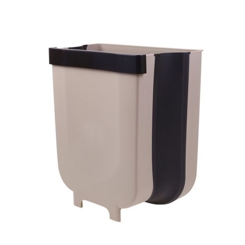 Складное навесное мусорное ведро контейнер на дверь Foltable Trash Bin Can в кухню или ванную, Раскладное ведро бак для мусора на дверцу Коричневое