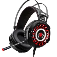 Игровые проводные наушники Jinoun A6 с микрофоном и RGB подсветкой для ПК, Геймерские полноразмерные наушники для компьютера и ноутбука USB AUX