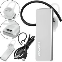 Бездротова Bluetooth гарнітура на вухо для смартфона Awei A850bl White, Блютуз моногарнітура Авей для телефону з наушным кріпленням Біла