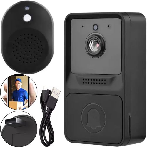 Бездротовий дверний відеодзвінок домофон Wi-Fi Mini Doorbell AiWit T2 Mini 720p для дому, Акумуляторний WIFI дзвінок з камерою Android iOS Чорний Чорний
