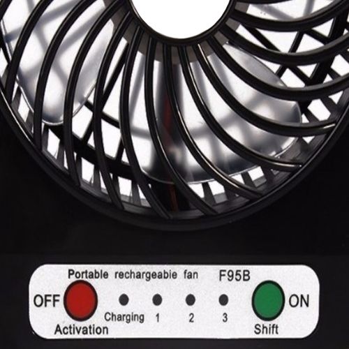 Настільний міні вентилятор Mini Fan XSFS - 01 USB з акумулятором 4.5 W Black, портативний охолоджувач повітря на підставці з Led ліхтариком Чорний