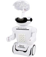 Дитяча електронна скарбничка світильник Robot Piggy Bank 6688-8 з кодовим замком і купюроприймачем, Дитячий сейф Робот з лампою на батарейках Білий