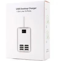 Сетевое зарядное устройство USB Desktop Charger 20W на 6 портов с выключателем, Зарядка адаптер для зарядки телефонов на 6 разъемов от сети Белый