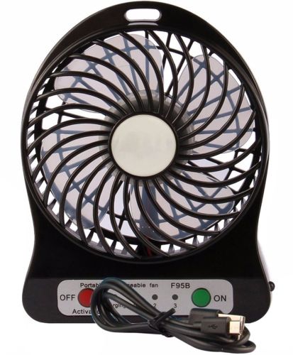 Настільний міні вентилятор Mini Fan XSFS - 01 USB з акумулятором 4.5 W Black, портативний охолоджувач повітря на підставці з Led ліхтариком Чорний