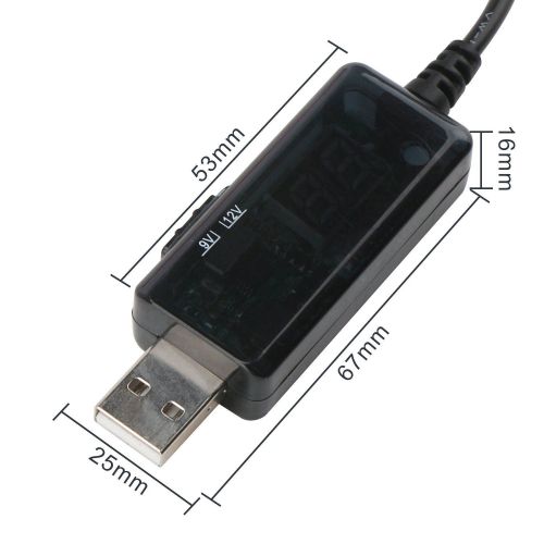 Повышающий USB кабель для питания Wi-Fi роутера от Power Bank 5V с переключателем 9V или 12V, с регулятором 9V/12V с переходником на 3.5мм и 5.5мм