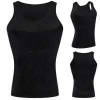 Стягуюча майка для чоловіків Slim'n Lift men коригуюча чоловіча білизна Black, чоловіча коригуюча майка Слім енд ліфт фо Мен Чорна