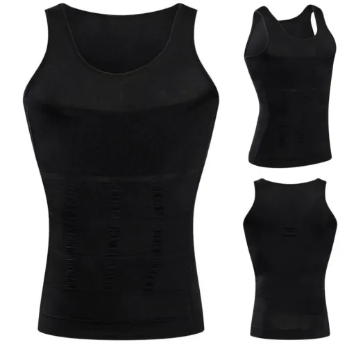 Стягуюча майка для чоловіків Slim'n Lift men коригуюча чоловіча білизна Black, чоловіча коригуюча майка Слім енд ліфт фо Мен Чорна