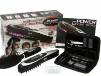 Електрична лазерна гребінець Power Grow Comb BOS - 25 проти випадіння і для росту волосся з манікюрним набором для вирівнювання на батарейках Чорна