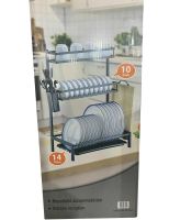 Металева двоярусна сушарка органайзер Kitchen rack double deck MJ-4014 над раковиною, стійка 2 яруси для сушіння і зберігання посуду з піддоном