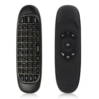 Бездротова аеромишь C120 RuS з клавіатурою Air mouse з гіроскопом, універсальний USB пульт російська розкладка міні клавіатура на батарейках Чорна