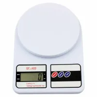 Электронные настольные весы от 1г до 7 кг SF-400, Кухонные весы с Led дисплеем с круглой платформой для взвешивания продуктов Белые