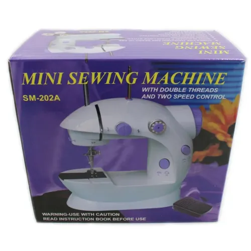 Професійна швейна машинка 4 в 1 Mini Sewing Machine SM - 202A (WJ-08), Портативна міні машинка 201 для шиття з адаптером і педаллю для дому Біла