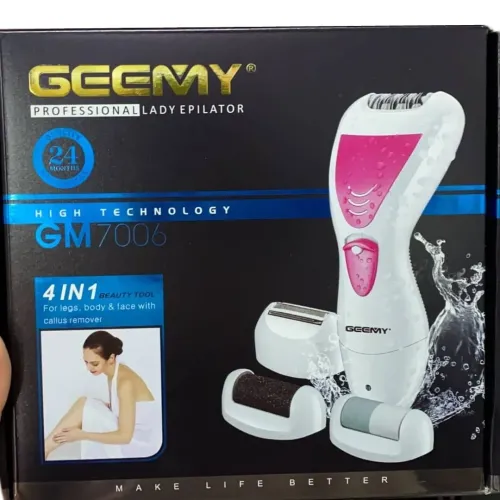 Бездротовий епілятор GEMEI GM-7006 4 в 1 для видалення волосся з 4 насадками, Електробритва з подвійним лезом на акумуляторі для всього тіла Рожевий