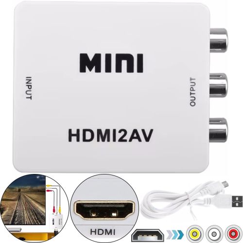 Активний конвертер перехідник HDMI на AV RCA AV P42 тюльпан зі звуком і зовнішнім живленням, Універсальний адаптер HDMI-AV Converter Mini 1080P Білий