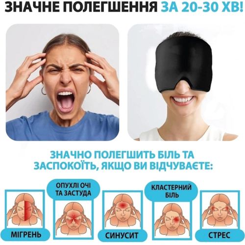 Маска для гарячої та холодної терапії Eye Pad відновлююча гелева шапочка від головного болю і мігрені з охолоджуючим і зігріваючим ефектом