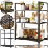 Кухонная полка органайзер Kitchen Storage Rack YX544-4 для хранения кухонных принадлежностей 3 яруса уровня, Стойка стеллаж с крючками для кухни