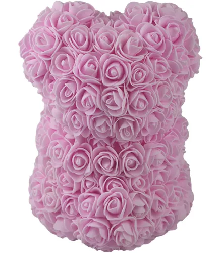 Маленький мишка из искусственных 3D роз Teddy Bear de Luxe 25 см Pink, Светло розовый медведь Тедди
