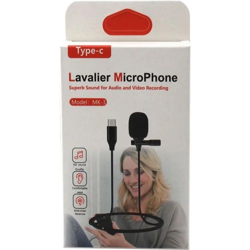 Петличний мікрофон Media Microphone DM USB Type-C MK-3 з роз'ємом для телефону, міні мікрофон 15 см, дротова петличка