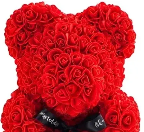 Маленький ведмедик з штучних 3D троянд Teddy Bear de Luxe 25 см Red, Червоний ведмідь Тедді