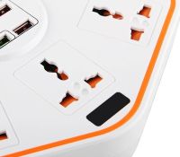 Універсальний мережевий фільтр подовжувач Anti-Static Socket Remax BKL-07 на 3 розетки 4 USB 3.4 A, електричний трійник з запобіжником PS07 Білий