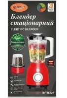 Стаціонарний кухонний блендер з кавомолкою Bitek BT-2822r 1200W 1.5 л для смузі та коктейлів, Подрібнювач кавомолка Битек 2 швидкості Червоний
