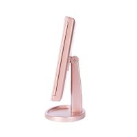 Косметичне потрійне дзеркало з сенсорною кнопкою Superstar Magnifying Mirror JN-817 3 в 1 зі збільшенням, складне дзеркало з LED підсвічуванням Рожеве
