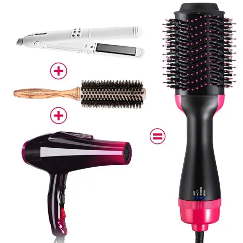 Фен щітка гребінець 3в1 One step hair Dryer 3 режими 1000W, випрямляч для укладання волосся, стайлер з функцією іонізації і керамічним покриттям