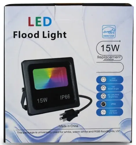 Вуличний світлодіодний прожектор RGB Flood lb-7980 Light з Bluetooth управлінням від телефону, LED ліхтар 15w з монтажним кріпленням для освітлення IP66 від мережі