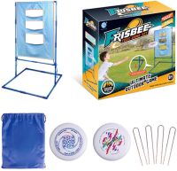 Ігровий набір Фрісбі зі стійкою мішенню Frisbee Toss Game Set 9888-11 для дітей і дорослих, Літаючий м'яч диск і мішень із 3 отворами Синій