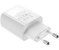 Мережевий зарядний пристрій Borofone BA58A Mighty 2 USB 2.4A 12W адаптер живлення на 2 порти з LED дисплеєм, блок для зарядки телефону 12В Білий
