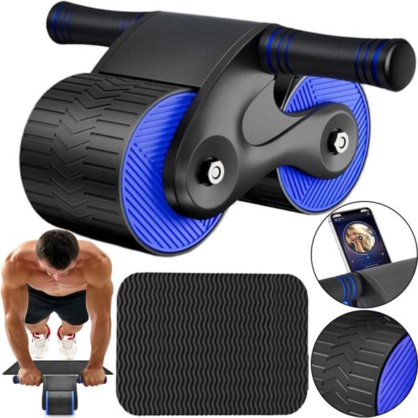 Подвійний ролик для преса Rebound Abdomen Roller MAG-790 з поворотним механізмом і килимком, Тренажер подвійне колесо для тренувань черевних м'язів